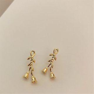 Rose Alloy Dangle Earring 1 Pair - 925 Silver Stud Earrings - Rose - Gold - One Size