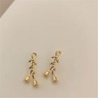 Rose Alloy Dangle Earring 1 Pair - 925 Silver Stud Earrings - Rose - Gold - One Size