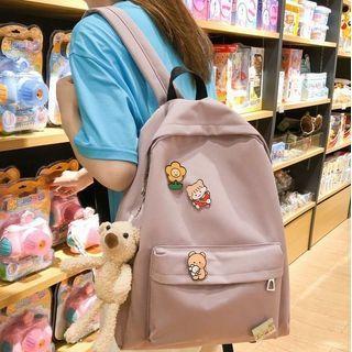 Set: Plain Backpack + Bear Bag Charm