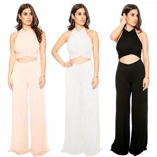 Cut Out Front Halter Jumpsuit