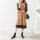 Sleeveless Slit-side Wool Blend Knit Dress