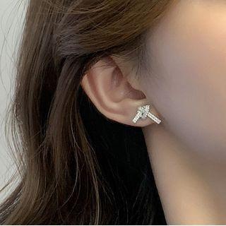 Knot Rhinestone Sterling Silver Earring