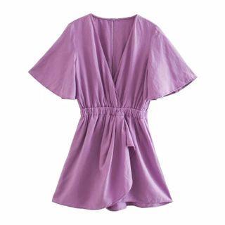 V-neck Short-sleeve Romper