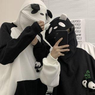 Panda Detail Two-tone Hoodie