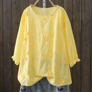 Flower Detail 3/4-sleeve Blouse