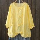Flower Detail 3/4-sleeve Blouse
