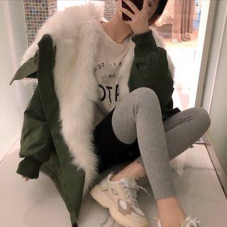 Furry Panel Padded Coat
