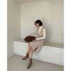Plunge-neck Belted Midi Pinafore Dress