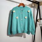 Round-neck Loose-fit Flower Cardigan