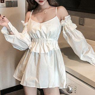 Cold-shoulder Long-sleeve Mini A-line Dress