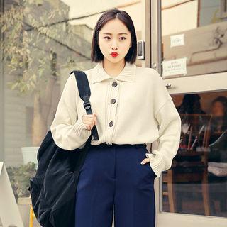 Collar-detail Loose-fit Cardigan