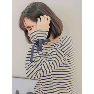Tie-cuff Stripe T-shirt