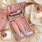 Set: Makeup Brush + Mirrored Case Bean Pink - One Size