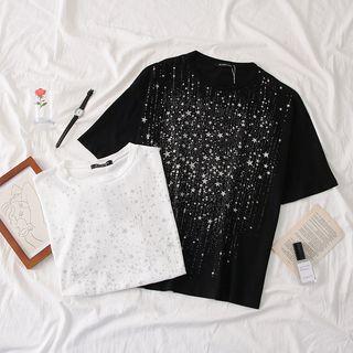 Loose-fit Sequined Printed Top