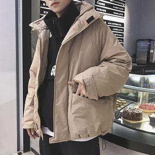 Couple Matching Contrast-trim Zip Hooded Padded Jacket