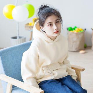 Pocketed Hoodie Beige - One Size