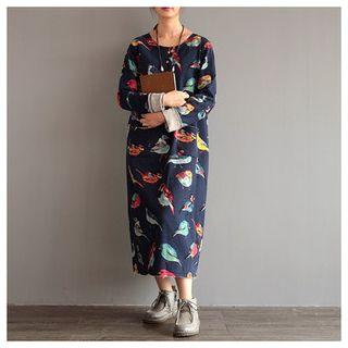 Bird Print Midi Dress