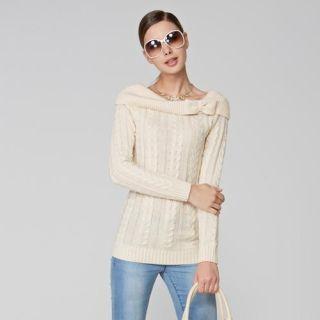 Off-shoulder Cable-knit Sweater