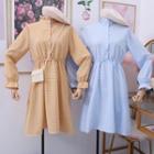 Ruffled-trim Checked A-line Dress
