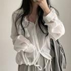 Sheer Drawstring Shirt White - One Size