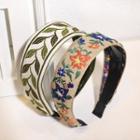 Leaf / Flower Embroidered Fabric Headband