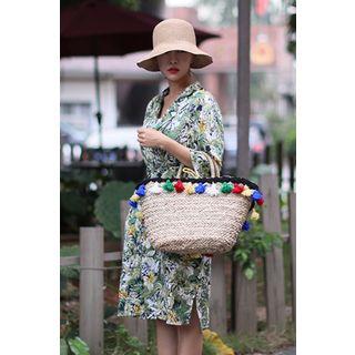 Notched-lapel Floral Print Robe Cardigan