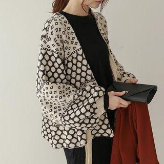 Dotted Puff-sleeve Cardigan