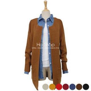 Open-front Pocket-detail Cardigan