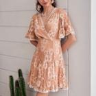 Flower Embroidery Lace A-line Dress