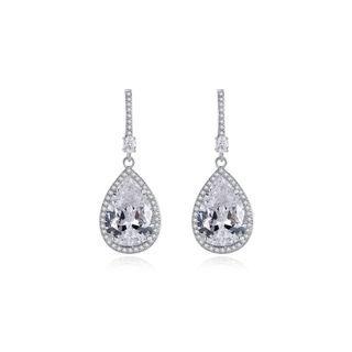 Fashion Bright Geometric Water Drop Earrings With Cubic Zirconia Silver - One Size