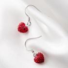 Heart Earring 1 Pair - S925 Silver - Red - One Size