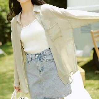Set: Long-sleeve Shirt + Knit Camisole