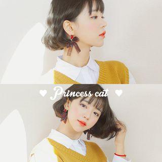 Plaid Ribbon Earring / Clip-on Earring