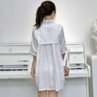 Elbow-sleeve Mini Shirtdress