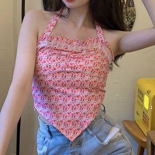 Halter-neck Floral Print Top / Cardigan