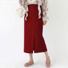 High-waist Slit Midi Straight-fit Skirt