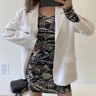 Printed Turtleneck Long-sleeve Top / Long-sleeve Mini Dress / Knit Vest