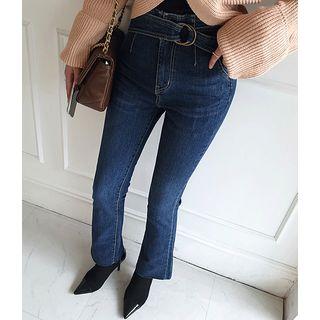 Belted Boot-cut Jeans