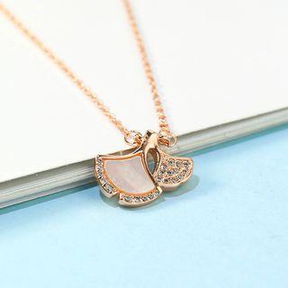 Alloy Rhinestone Leaf Pendant Necklace As Shown In Figure - One Size