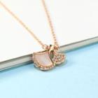 Alloy Rhinestone Leaf Pendant Necklace As Shown In Figure - One Size