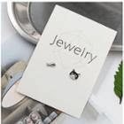 Cat & Fish Asymmetrical Stud Earring 1 Pair - Silver - One Size