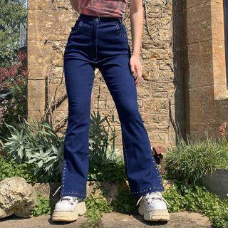High Waist Slits Boot Cut Jeans