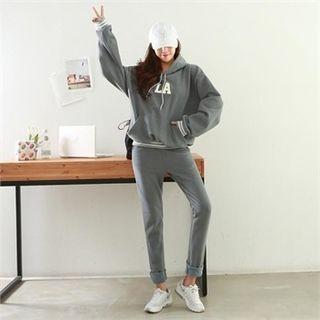 Set: La Contrast-trim Hoodie + Sweatpants