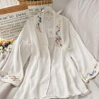 Chinese-embroidered Long-sleeve Loose Top