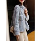 Fluffy Ribbed Button Up Jacket