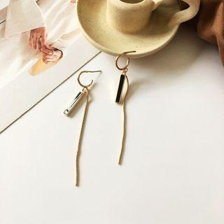 Glaze Fringed Earring 1 Pair - Black & Gold - One Size