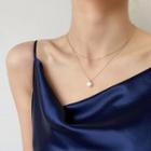 Faux Pearl Pendant Layered Necklace Gold Plating - One Size