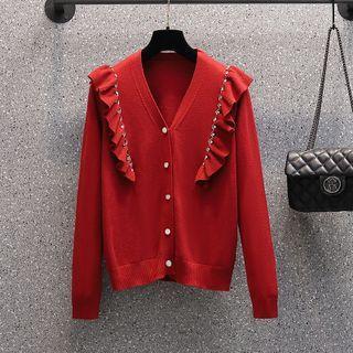 Flower Trim Cardigan Top