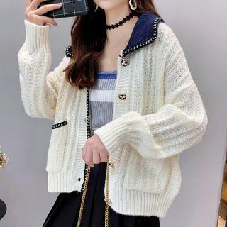 Long-sleeve Lapel Knit Sweater Jacket