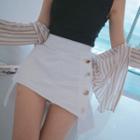 Inner Shorts Buttoned Cutout A-line Miniskirt